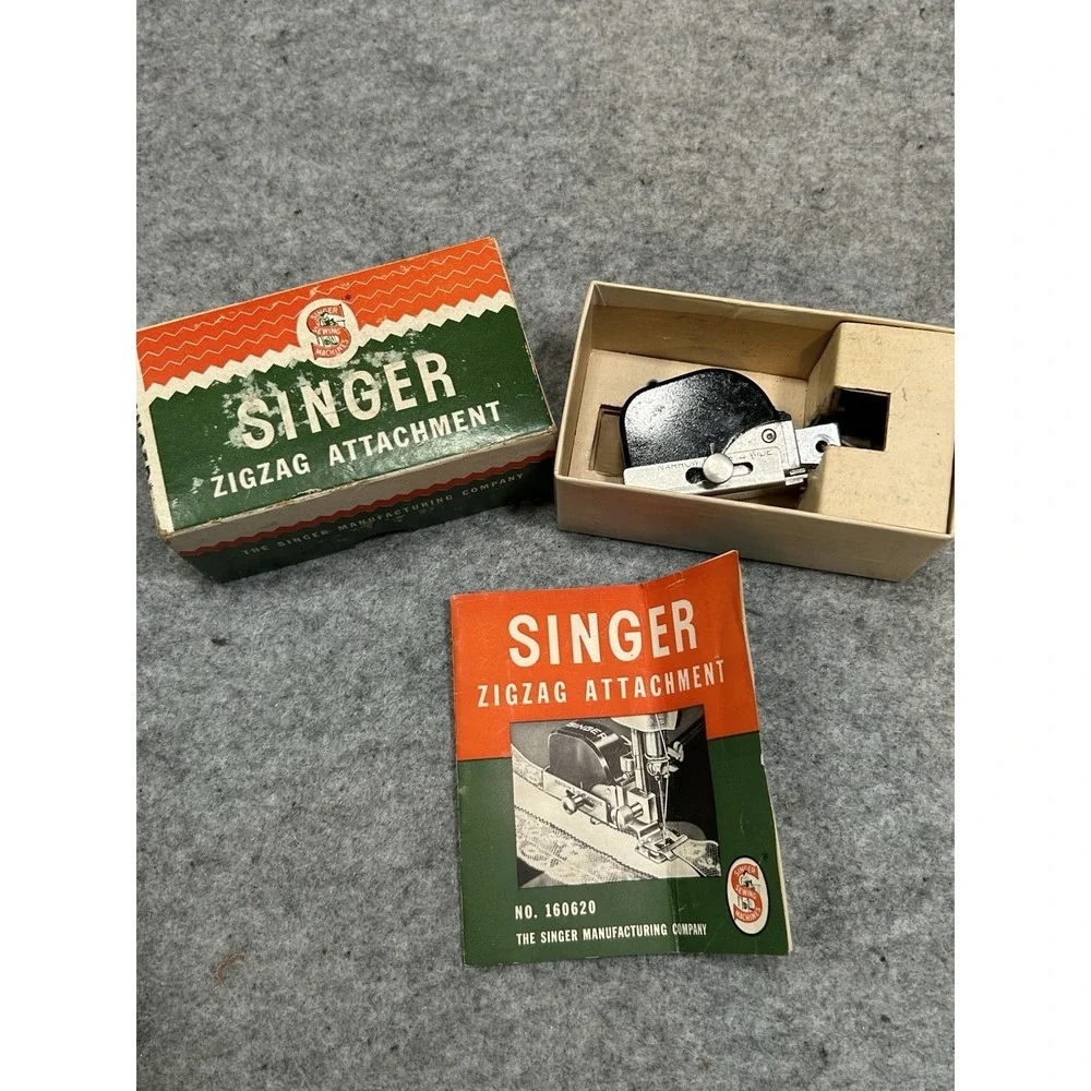 VTG SINGER Zigzag Attachment 160620 in Box & Manual Buttonhole Maker 160506 Lot